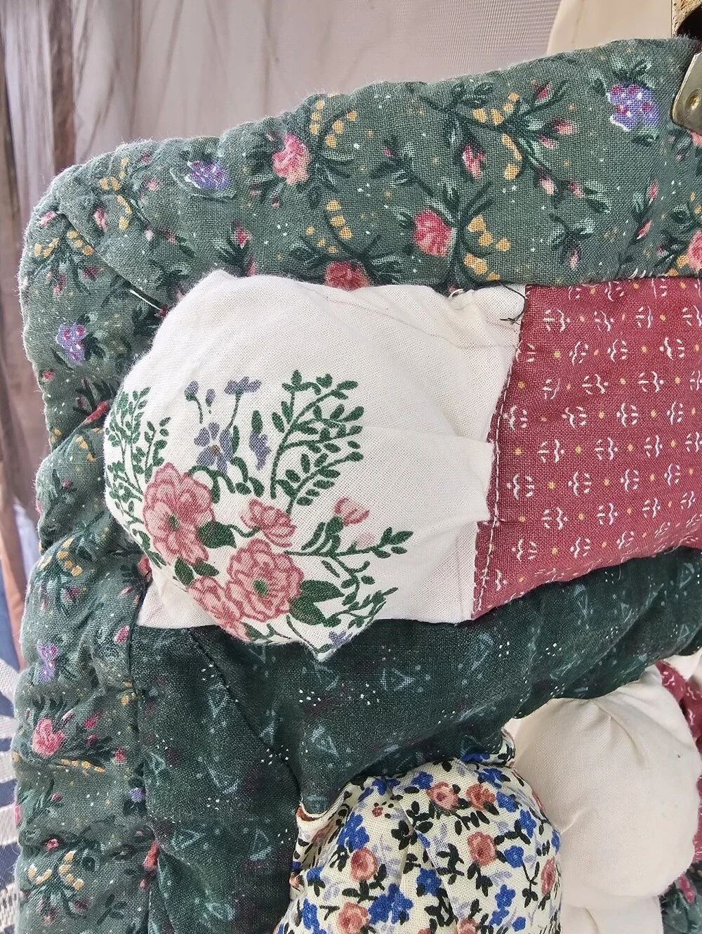 Puff Quilt Sham Nostalgia Home Fashions Bed Pillow Case Vintage Biscuit Flower